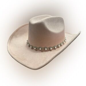 Pink Pearl Rhinestone Band Hat